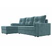 Диван угловой верона лайт левый велюр бирюзовый еврокнижка