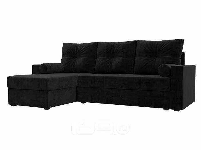 Диван угловой верона лайт левый велюр черный еврокнижка