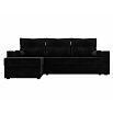 Диван угловой верона лайт левый велюр черный еврокнижка