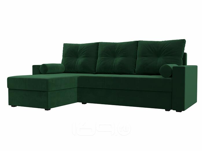 Диван угловой верона лайт левый велюр зеленый еврокнижка