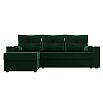 Диван угловой верона лайт левый велюр зеленый еврокнижка
