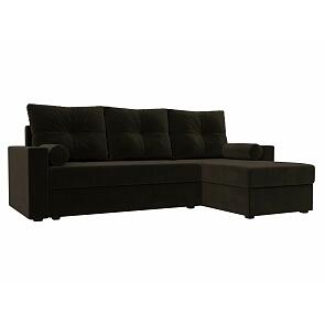 Диван угловой верона лайт правый микровельвет коричневый еврокнижка