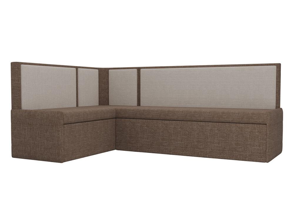 Кухонный угловой диван Кристина левый (основа рогожка коричневая, компаньон рогожка бежевая) пуфик маус milos 16 milos 2 рогожка