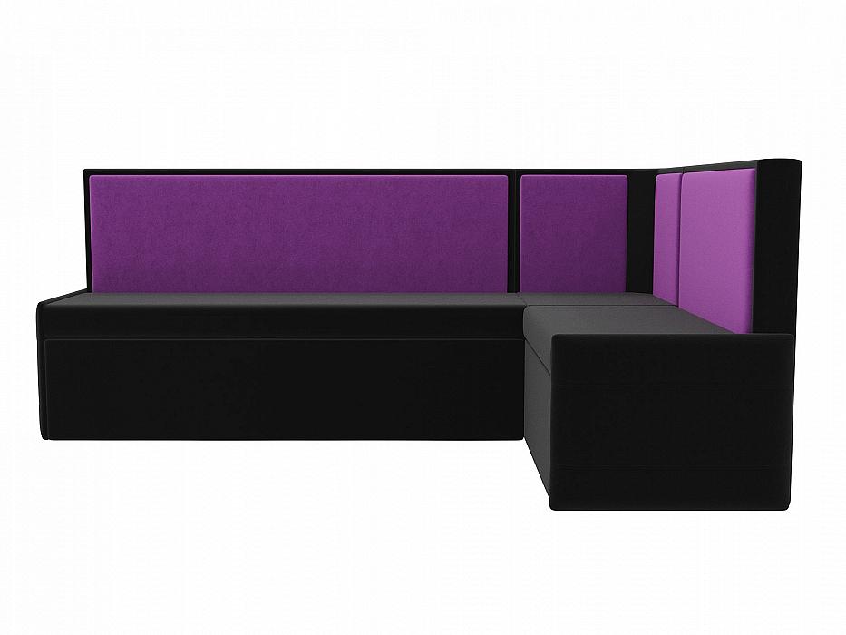 Диван кухонный угловой Кристина правый Микровельвет Черный Фиолетовый диван кухонный угловой кристина левый экокожа белый