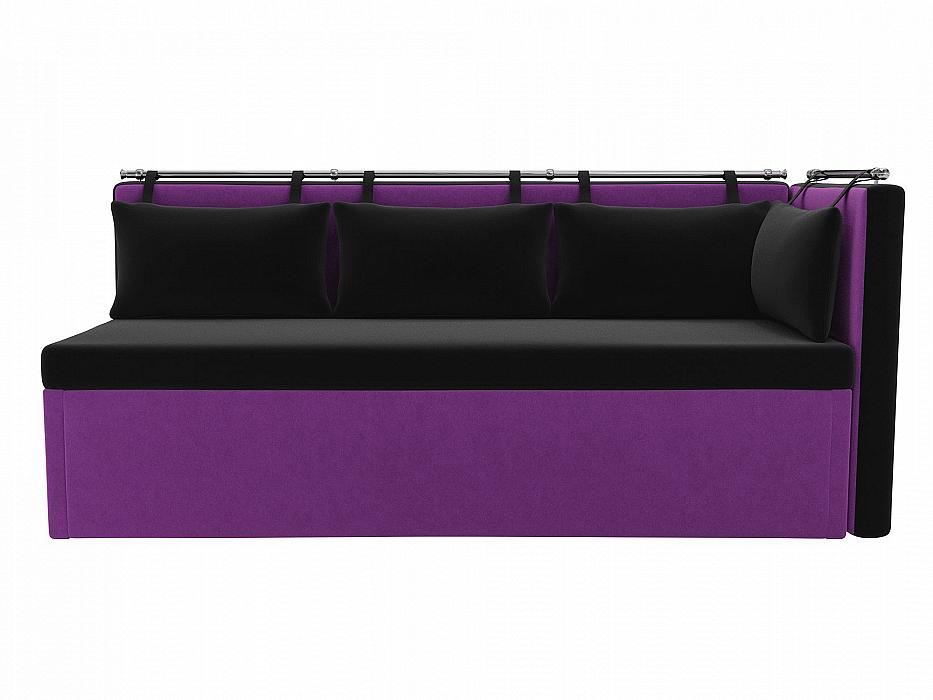 Диван кухонный угловой Метро правый Микровельвет Черный Фиолетовый модуль угловой с подушками гиацинт лунго серый
