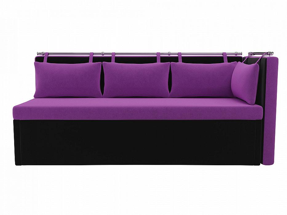 Диван кухонный угловой Метро правый Микровельвет Фиолетовый Черный кровать интерьерная ларго микровельвет фиолетовый 160х200