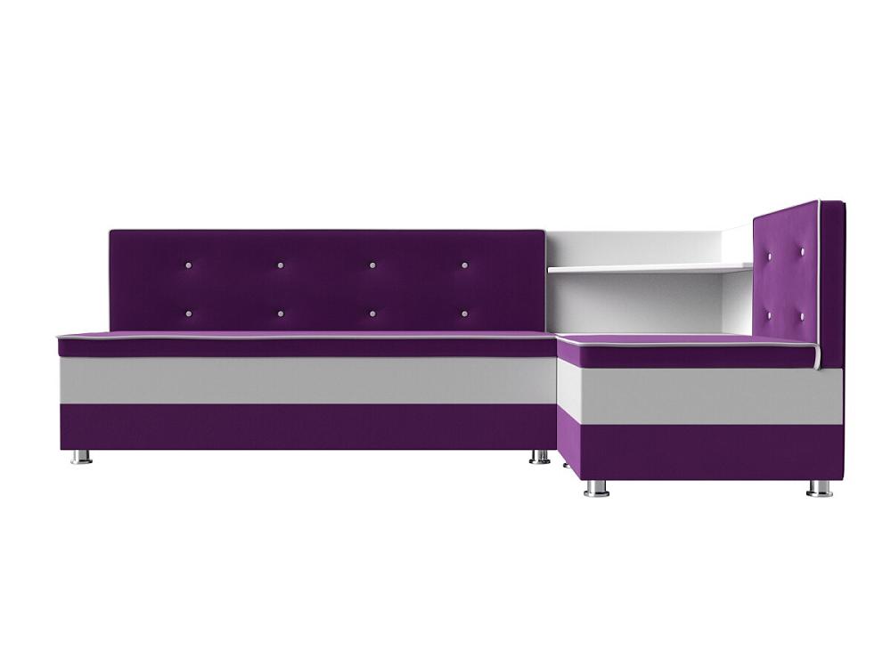 Диван кухонный угловой Милан правый Микровельвет Фиолетовый Белый многофункциональный кухонный коврик