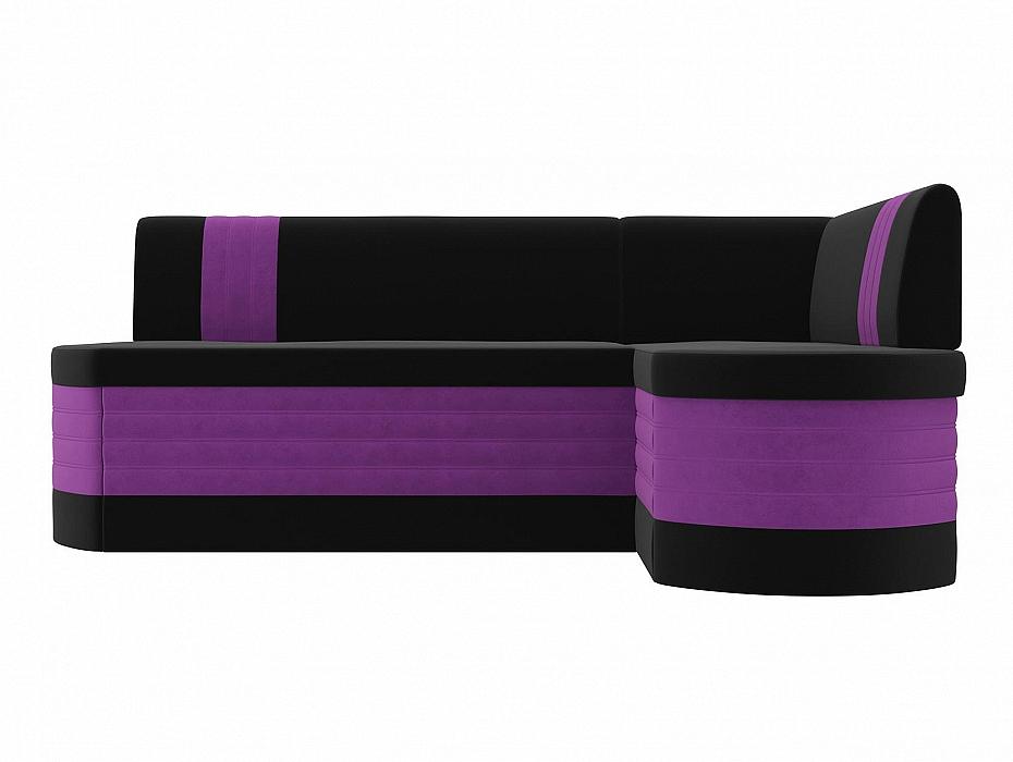 Диван кухонный угловой Токио правый Микровельвет Черный Фиолетовый кровать интерьерная афина микровельвет фиолетовый 160х200