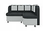Диван кухонный угловой Уют 2 правый Экокожа Черный Белый