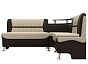 Кухонный угловой диван сидней экокожа бежевый/коричневый правый без механизма