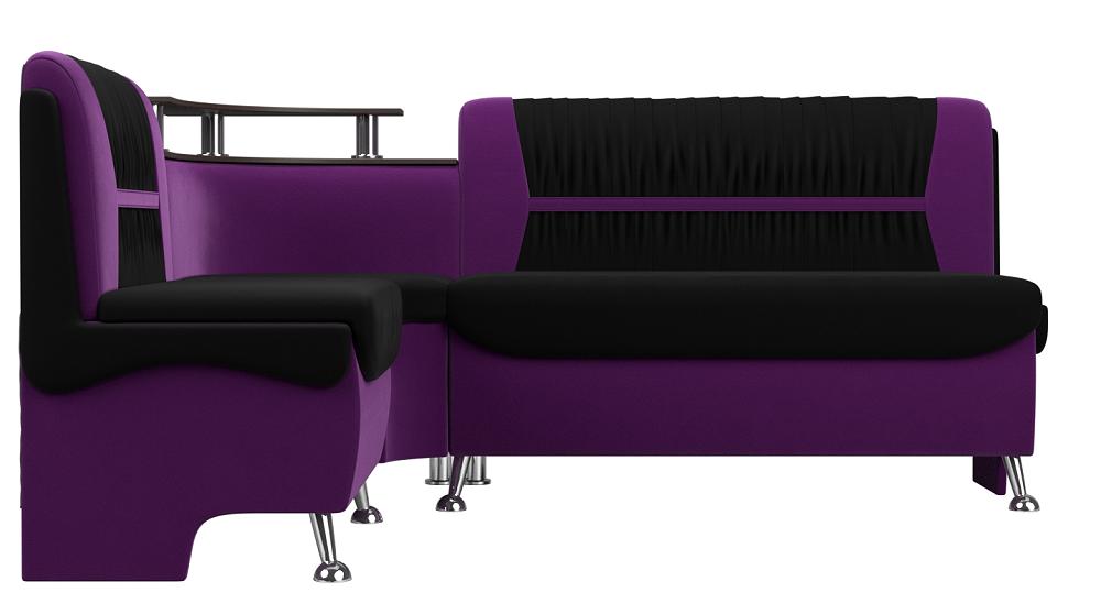 Кухонный угловой диван Сидней Микровельвет Чёрный/Фиолетовый левый гостиная сидней