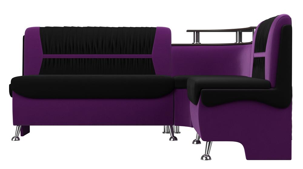 Кухонный угловой диван Сидней Микровельвет Чёрный/Фиолетовый правый кресло brabix jet mg 315 чёрный зеленый