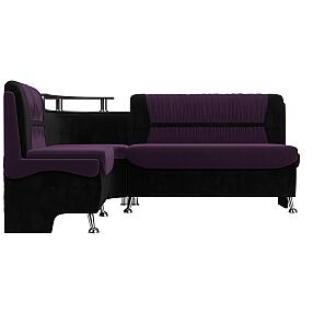 Кухонный угловой диван Сидней Велюр Фиолетовый/Чёрный левый  