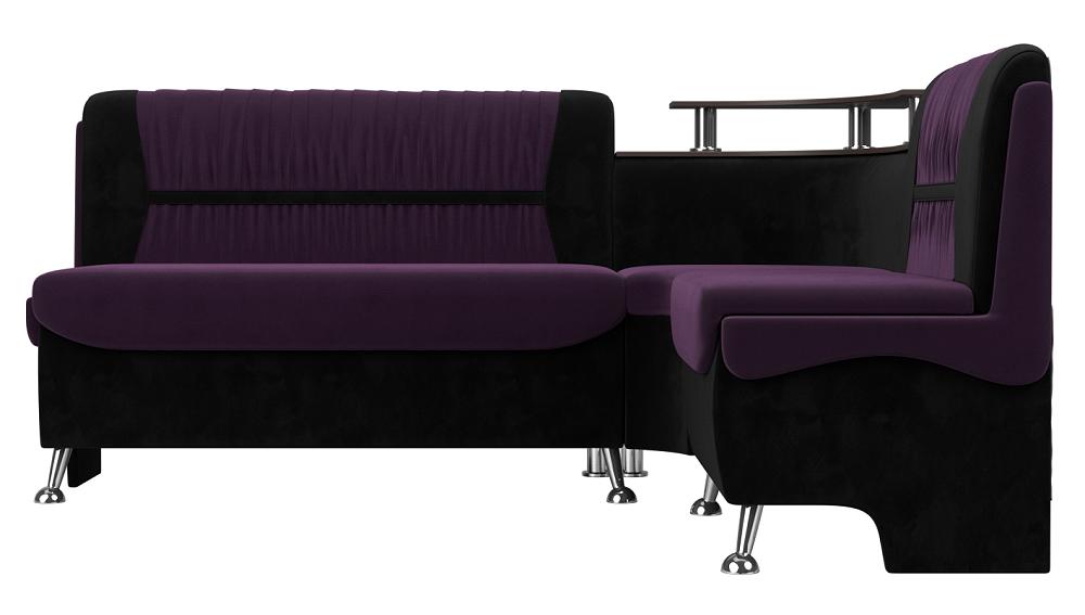 Кухонный угловой диван Сидней Велюр Фиолетовый/Чёрный правый кресло для геймеров a4tech x7 gg 1200 чёрный голубой