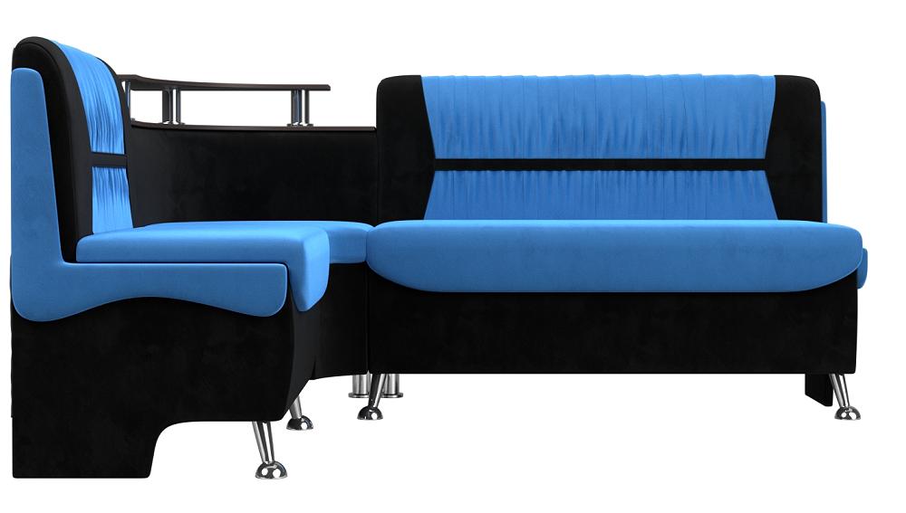 Кухонный угловой диван Сидней Велюр Голубой/Чёрный левый кресло для геймеров brabix techno pro gm 003 чёрный серый оранжевый