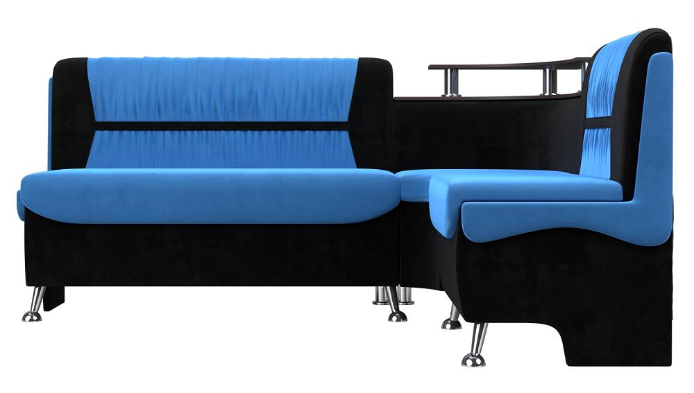 Кухонный угловой диван Сидней Велюр Голубой/Чёрный правый кресло для геймеров a4tech x7 gg 1200 чёрный голубой