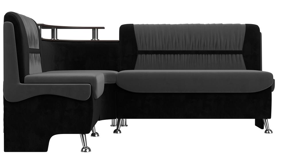 Кухонный угловой диван Сидней Велюр Серый/Чёрный левый кресло для геймеров a4tech x7 gg 1200 чёрный голубой