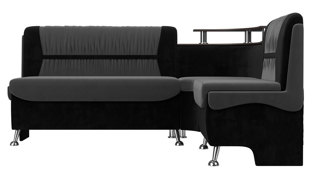 Кухонный угловой диван Сидней Велюр Серый/Чёрный правый кресло для геймеров cooler master caliber r1s gaming чёрный серый
