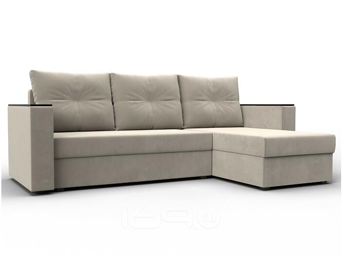 Угловой диван атланта б/с правый угол микровельвет бежевый еврокнижка