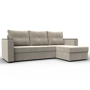 Угловой диван атланта б/с правый угол микровельвет бежевый еврокнижка