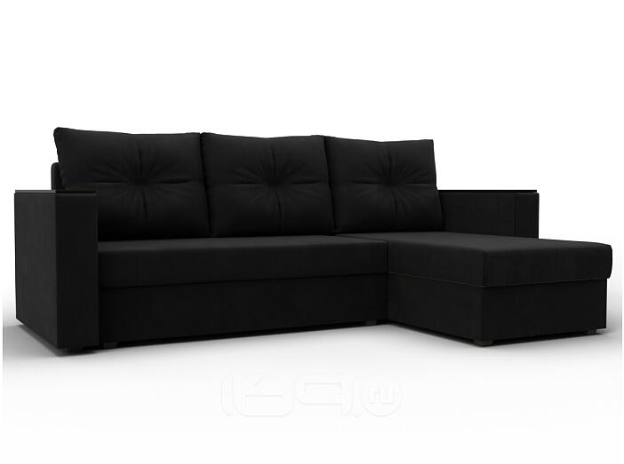 Угловой диван атланта б/с правый угол микровельвет чёрный еврокнижка