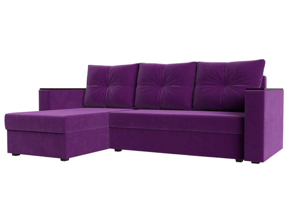 Угловой диван Атланта Лайт Б/С левый угол Микровельвет Фиолетовый диван прямой атланта лайт со столом справа микровельвет фиолетовый