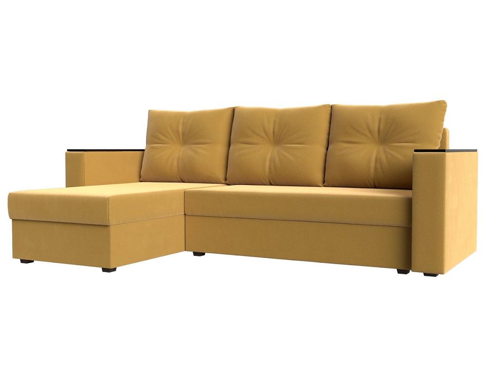 Угловой диван Атланта Лайт Б/С левый угол Микровельвет Жёлтый диван прямой атланта лайт со столом справа микровельвет фиолетовый