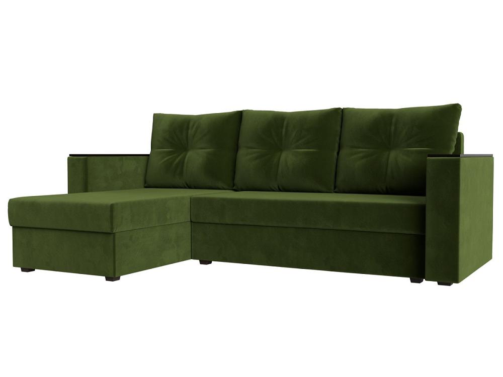 Угловой диван Атланта Лайт Б/С левый угол Микровельвет Зелёный диван прямой атланта лайт со столом справа микровельвет фиолетовый