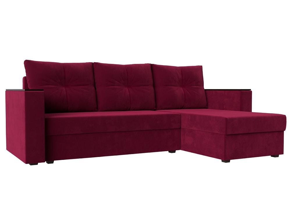 Угловой диван Атланта Лайт Б/С правый угол Микровельвет Бордовый диван прямой атланта лайт со столом справа микровельвет фиолетовый