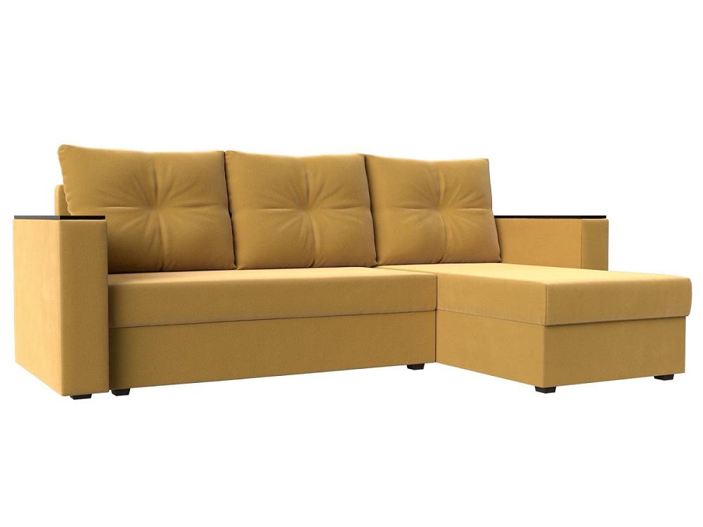 Угловой диван Атланта Лайт Б/С правый угол Микровельвет Жёлтый диван прямой атланта лайт со столом справа микровельвет фиолетовый