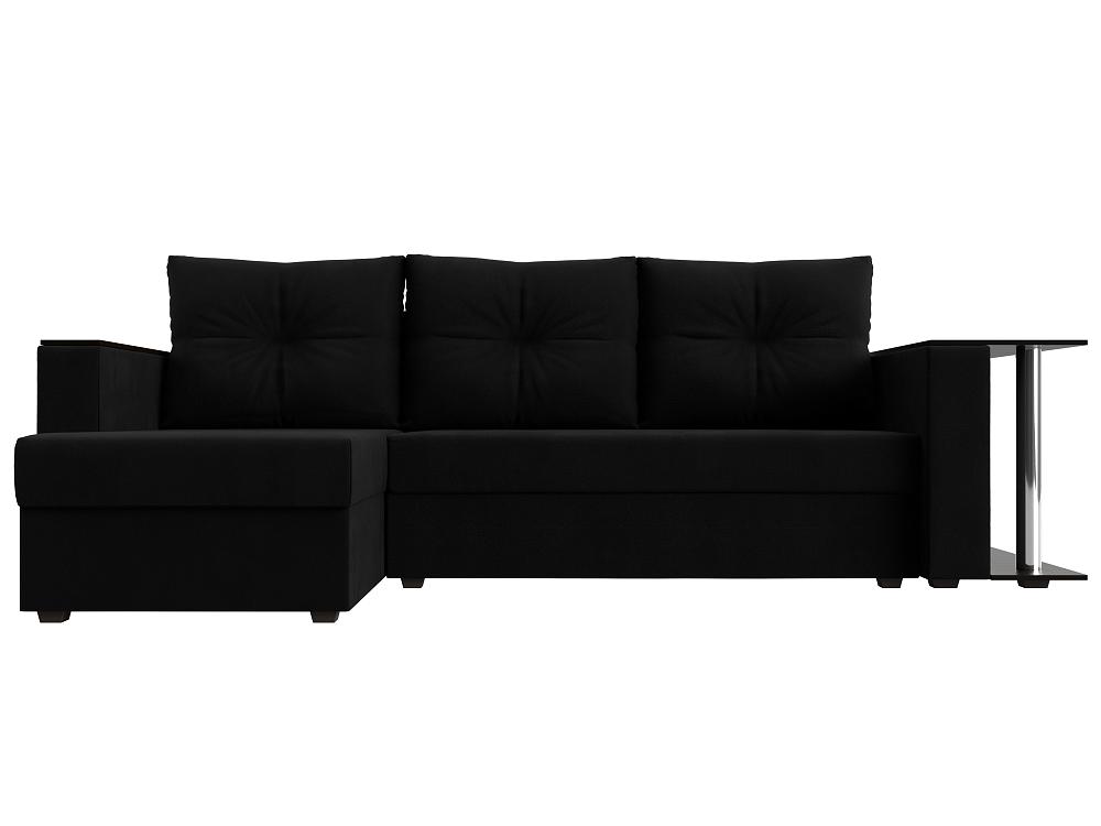 Угловой диван Атланта Лайт микровельвет черный угол левый диван лайт 140 рогожка тесла