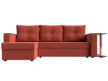 Угловой диван-кровать Атланта Лайт микровельвет коралловый угол левый