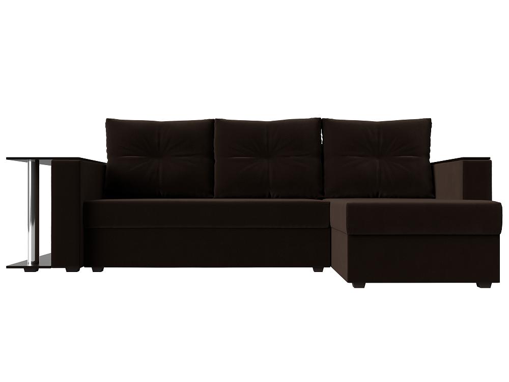Угловой диван Атланта Лайт микровельвет коричневый угол правый диван прямой атланта лайт со столом справа микровельвет фиолетовый