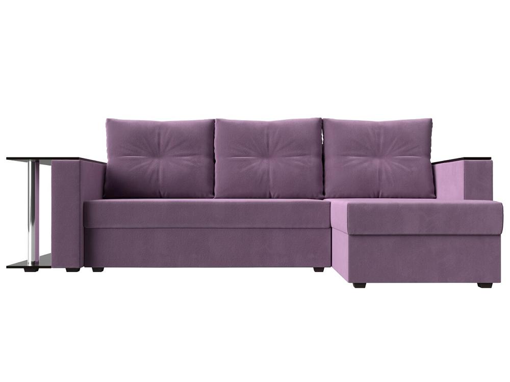 Угловой диван Атланта Лайт микровельвет сиреневый угол правый диван прямой атланта лайт со столом справа микровельвет фиолетовый