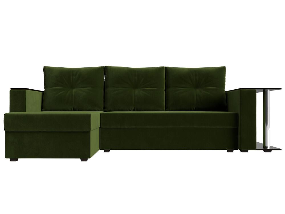 Угловой диван Атланта Лайт микровельвет зеленый угол левый диван прямой атланта лайт со столом справа микровельвет фиолетовый