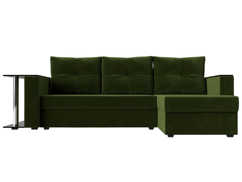 Угловой диван Атланта Лайт микровельвет зеленый угол правый прямой диван атланта лайт велюр столик слева