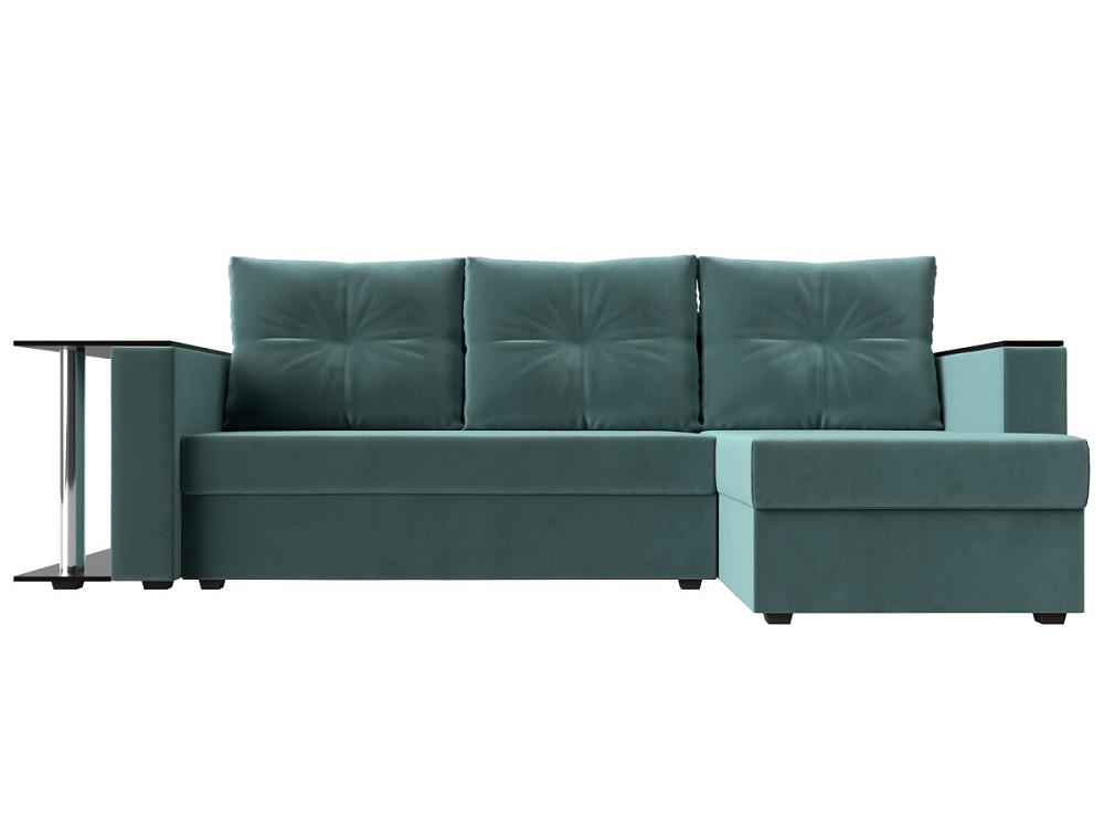 Угловой диван Атланта Лайт велюр бирюзовый угол правый диван еврокнижка атланта со столом sofa