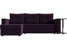 Угловой диван-кровать Атланта Лайт велюр фиолетовый угол левый