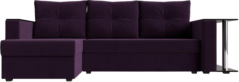 Угловой диван Атланта Лайт велюр фиолетовый угол левый диван лайт 140 рогожка тесла