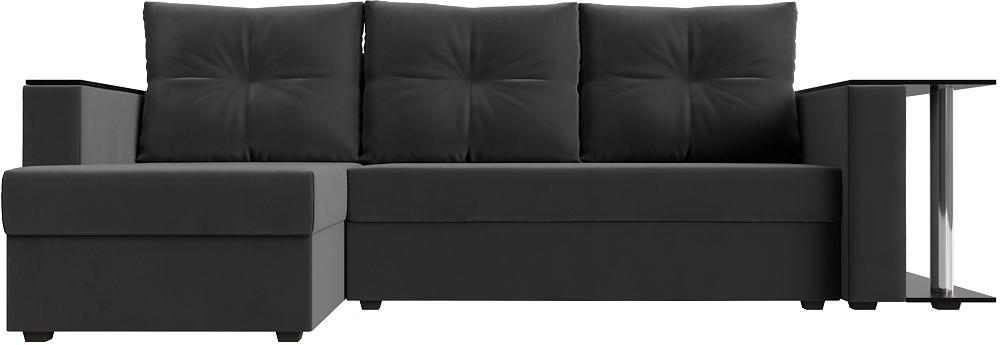 Угловой диван Атланта Лайт велюр серый угол левый диван прямой атланта лайт со столом справа микровельвет фиолетовый