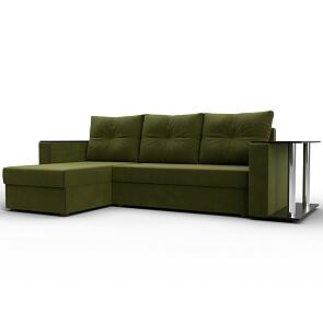 Угловой диван атланта микровельвет зеленый угол левый еврокнижка
