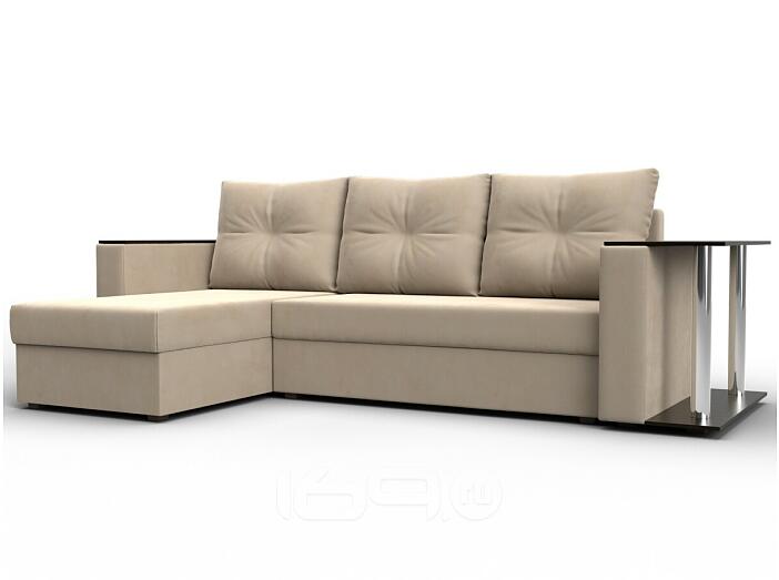 Угловой диван атланта велюр бежевый угол левый еврокнижка