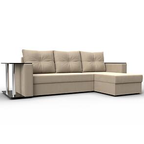 Угловой диван атланта велюр бежевый угол правый еврокнижка