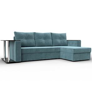 Угловой диван атланта велюр бирюзовый угол правый еврокнижка