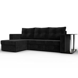 Угловой диван атланта велюр черный угол левый еврокнижка
