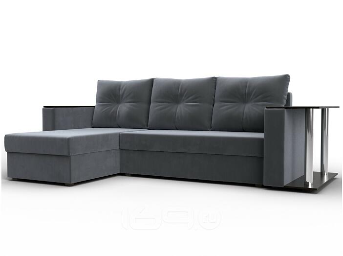 Угловой диван атланта велюр серый угол левый еврокнижка
