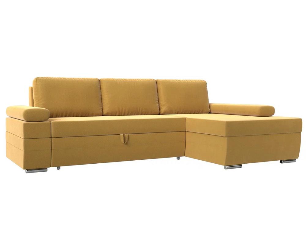 Угловой диван Канкун правый угол полностью Микровельвет Жёлтый прямой диван клермон горчичный велюр