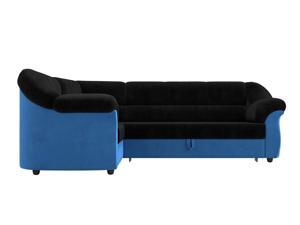 Диван угловой Карнелла левый Велюр Черный Голубой органайзер qwerty для дивана и кресла черный 32x6x80 см