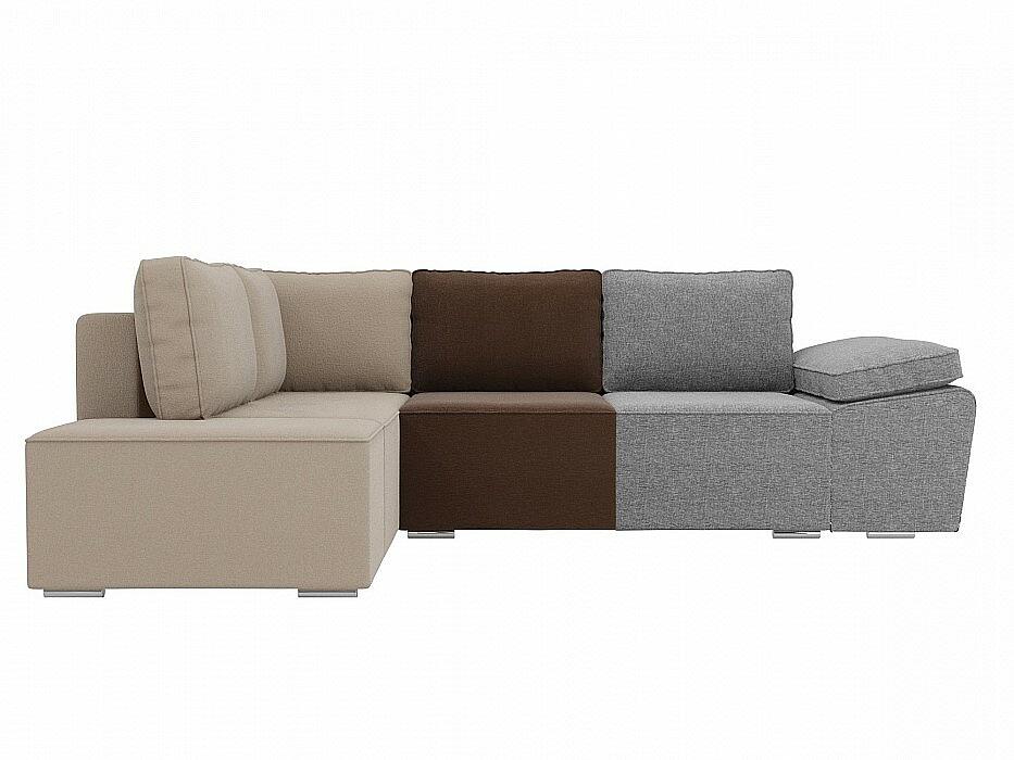 

Диван угловой Хавьер левый Рогожка Серый Коричневый Бежевый, Бежевый/серый/коричневый;бежевый