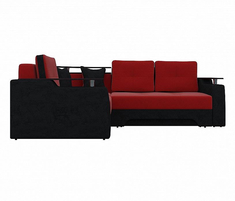 Угловой диван левый Комфорт Микровельвет Красный/Черный Браво ДУ-086-0673, цвет красный/черный - фото 1